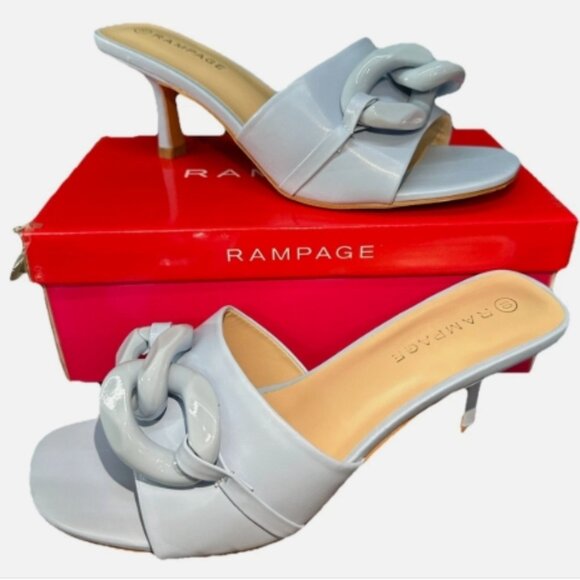 Rampage Women's Aubrie Chain Kitten Heel Sandals Blue - Picture 1 of 5